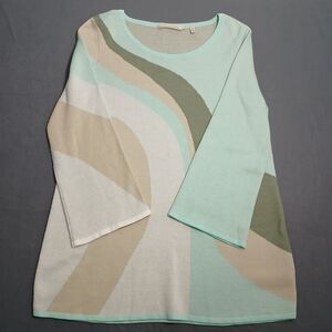 Soft Surrounding Women XS Teal Oversized 3/4 Sleeve Knit Sweater